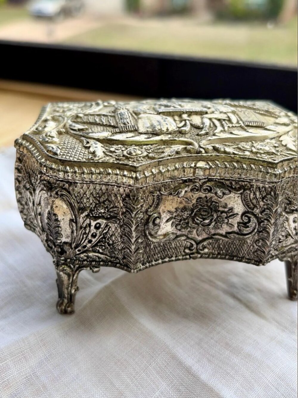 Antique Silver-Plated Jewelry Box